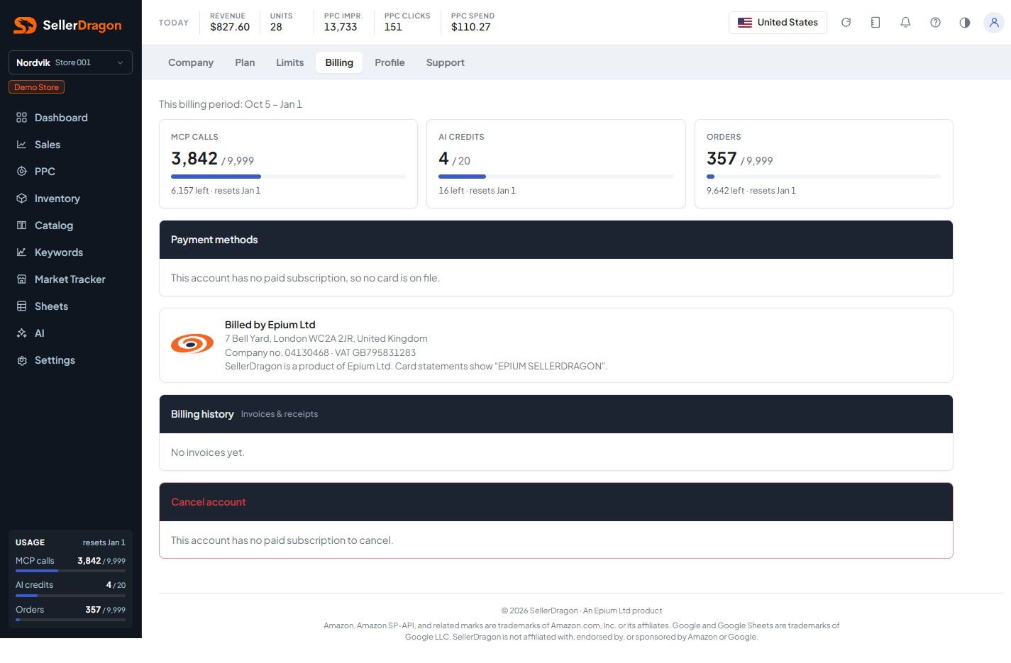 Billing, light theme