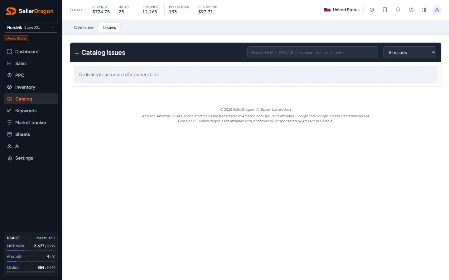 Catalog issues, light theme