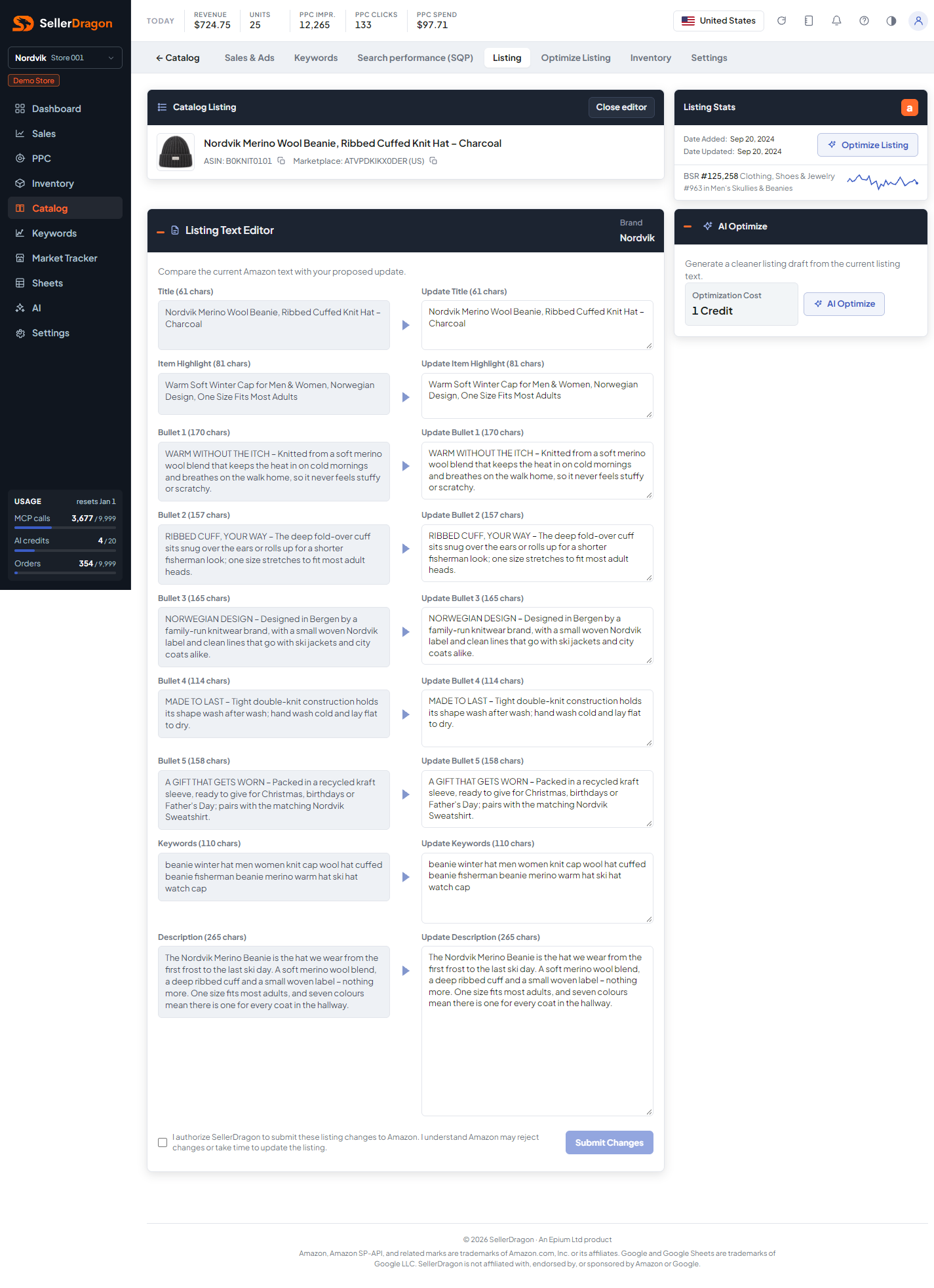 Listing text editor, light theme