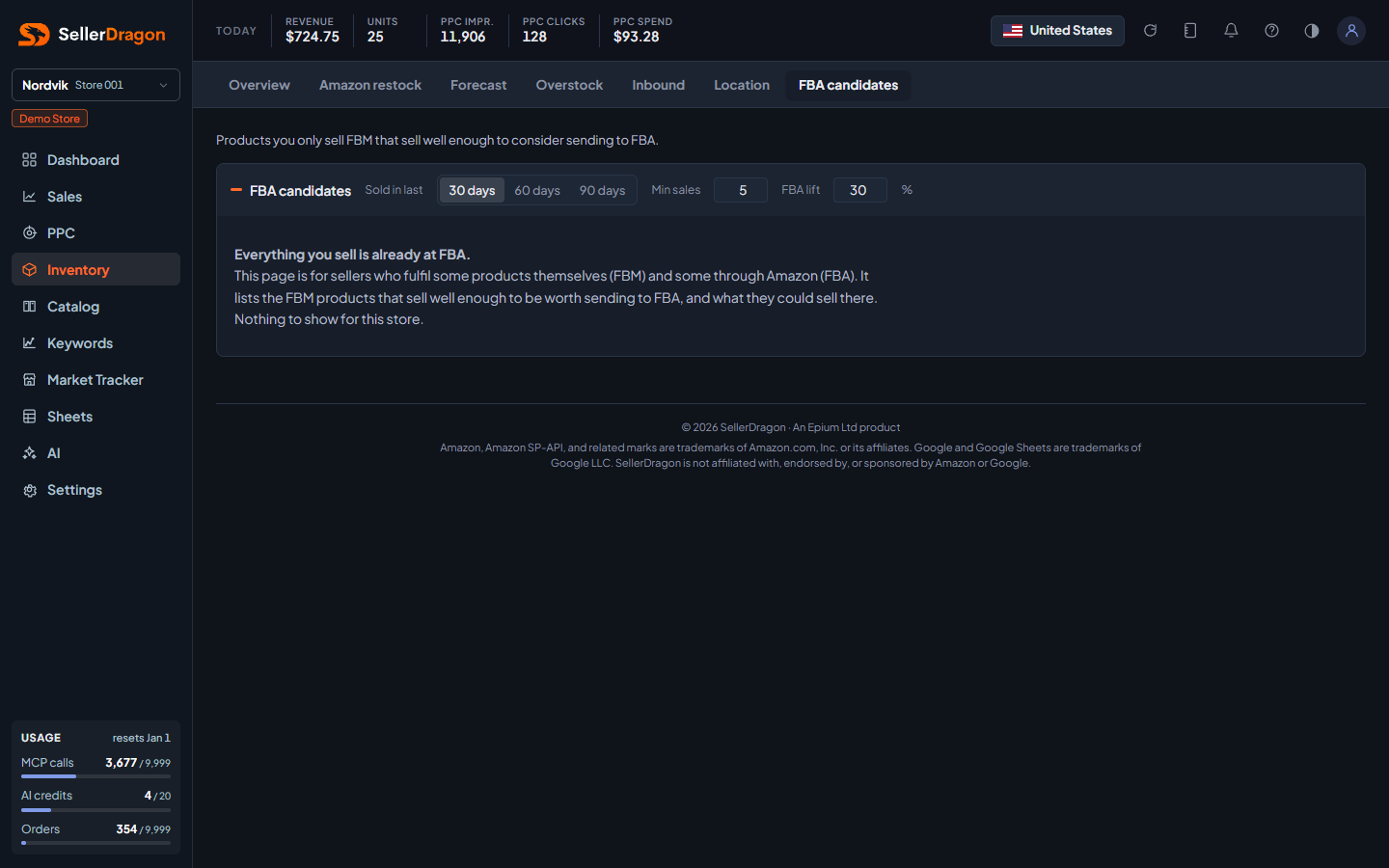 FBA candidates, dark theme
