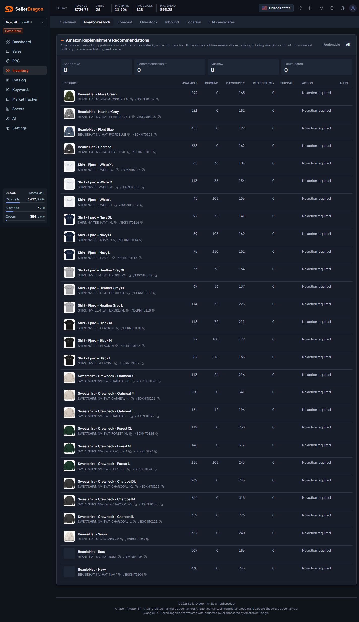 Amazon restock, dark theme