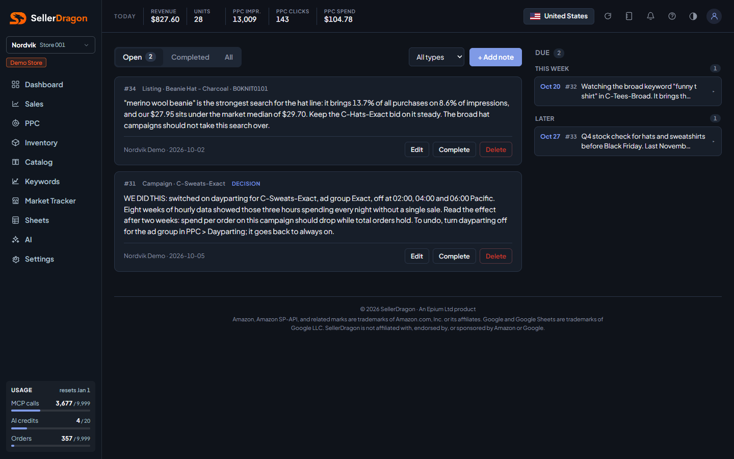 Notes, dark theme