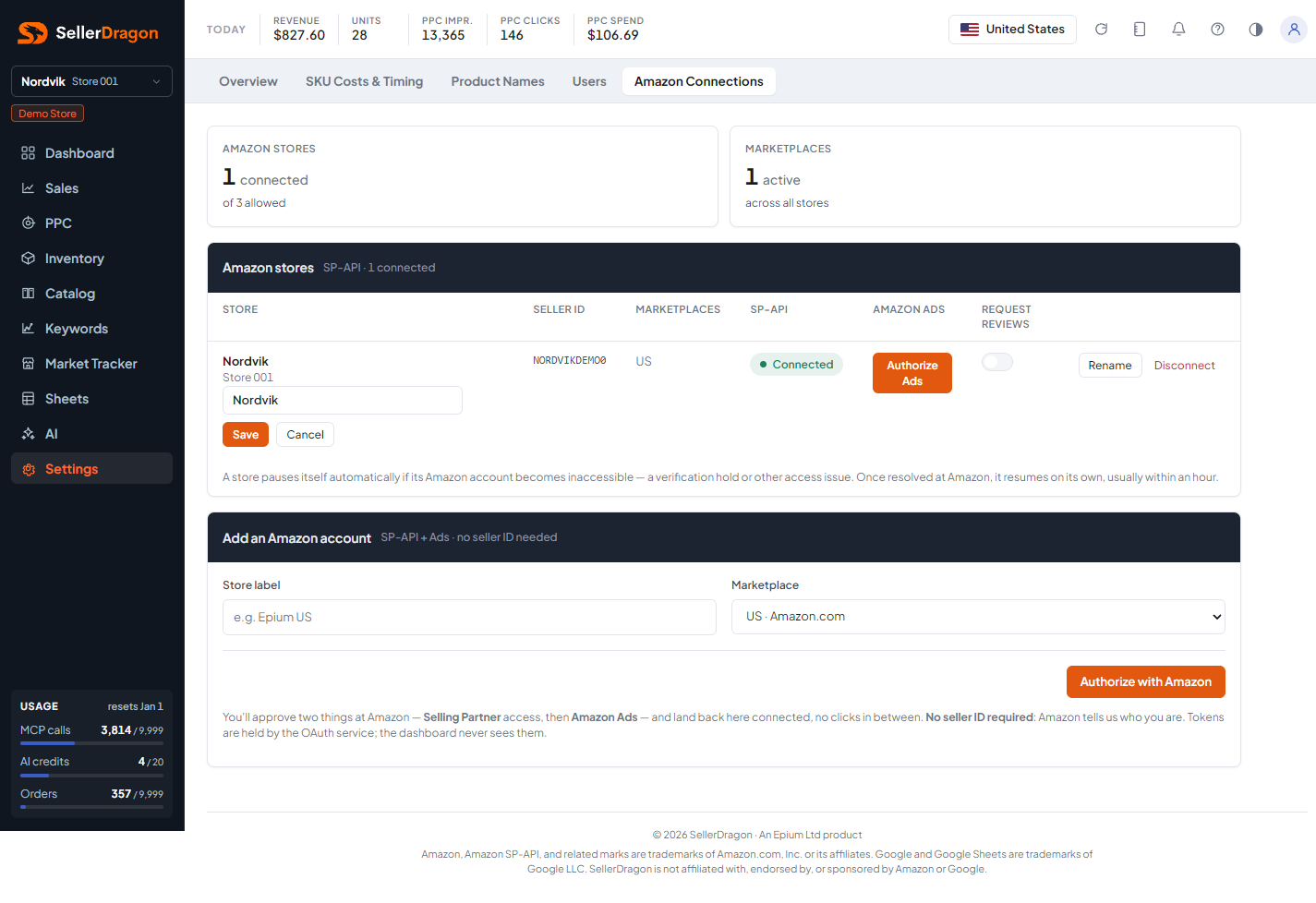 Amazon connections, light theme